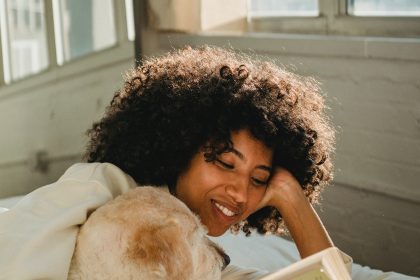 Black woman reading a book