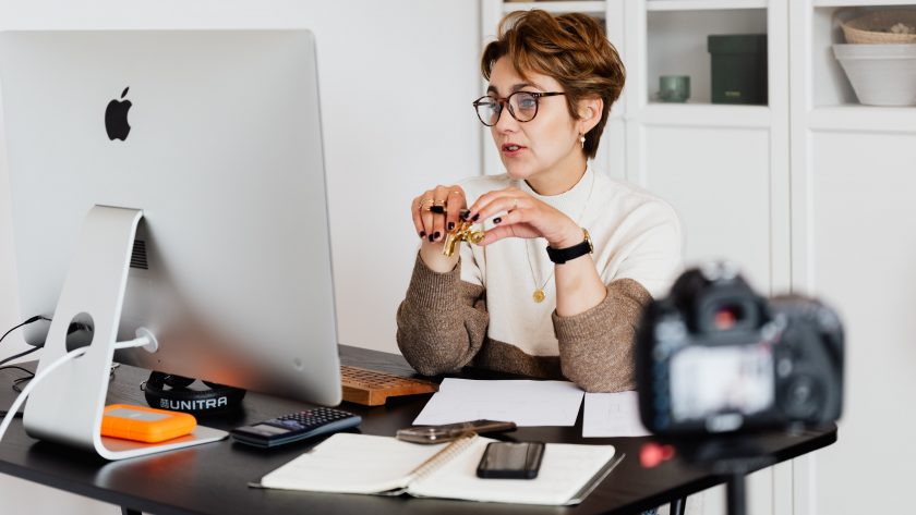 Woman creating video content